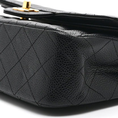 Caviar Quilted Medium Double Flap Black
