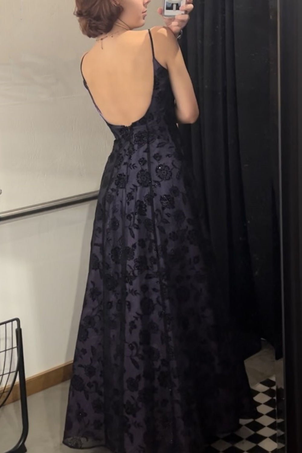 formaldressy-New Retro Floral Dress Backless Dress gh6123