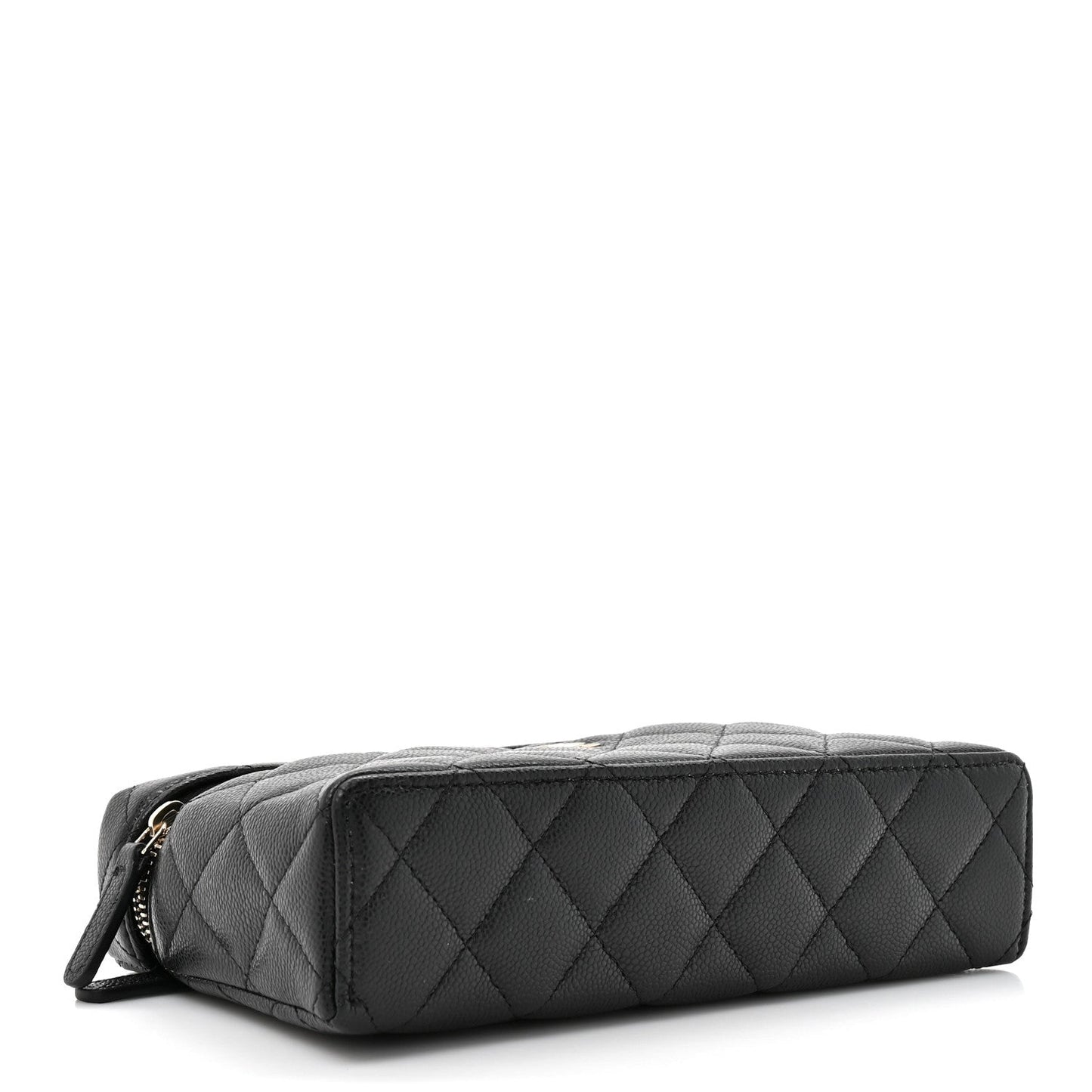 Caviar Quilted Top Handle Slim Vanity With Chain Black