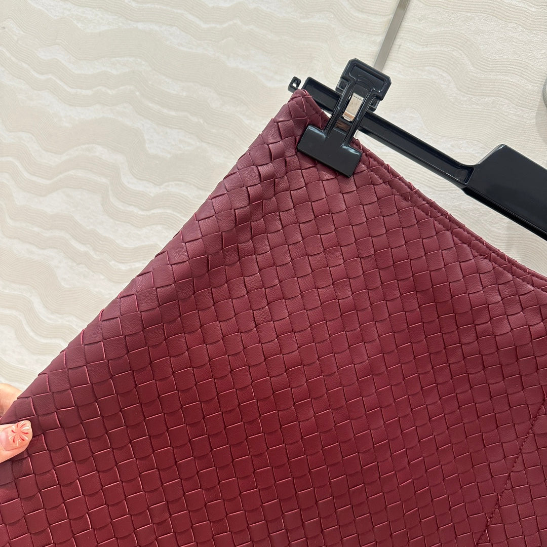 BV Skirt in Burgundy Lambskin