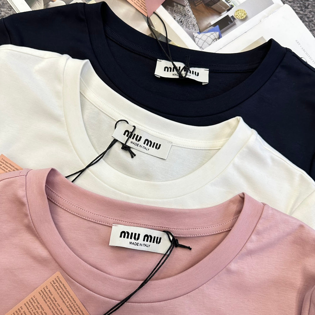 Miu SS26 Short-Sleeve T-Shirt Cotton 350883