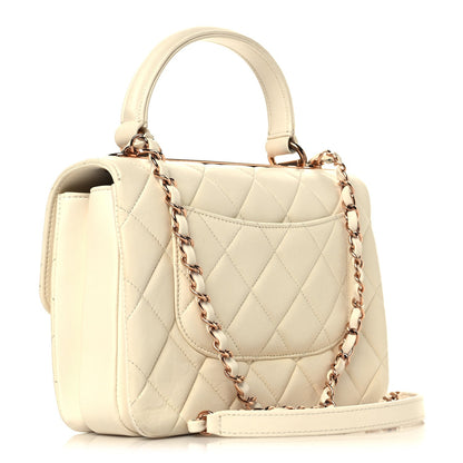 Lambskin Quilted Small Trendy CC Dual Handle Flap Bag White