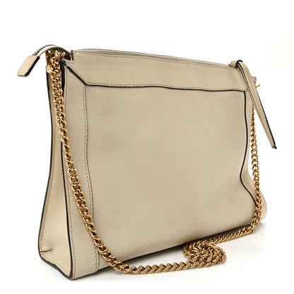 New Sakai Calfskin Lux Dahlia Chain Shoulder Bag Mystic White