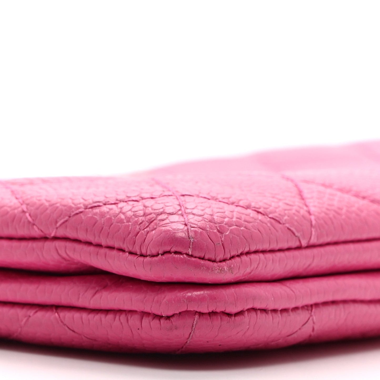 Caviar Quilted Enamel Zipped Clutch  Pink