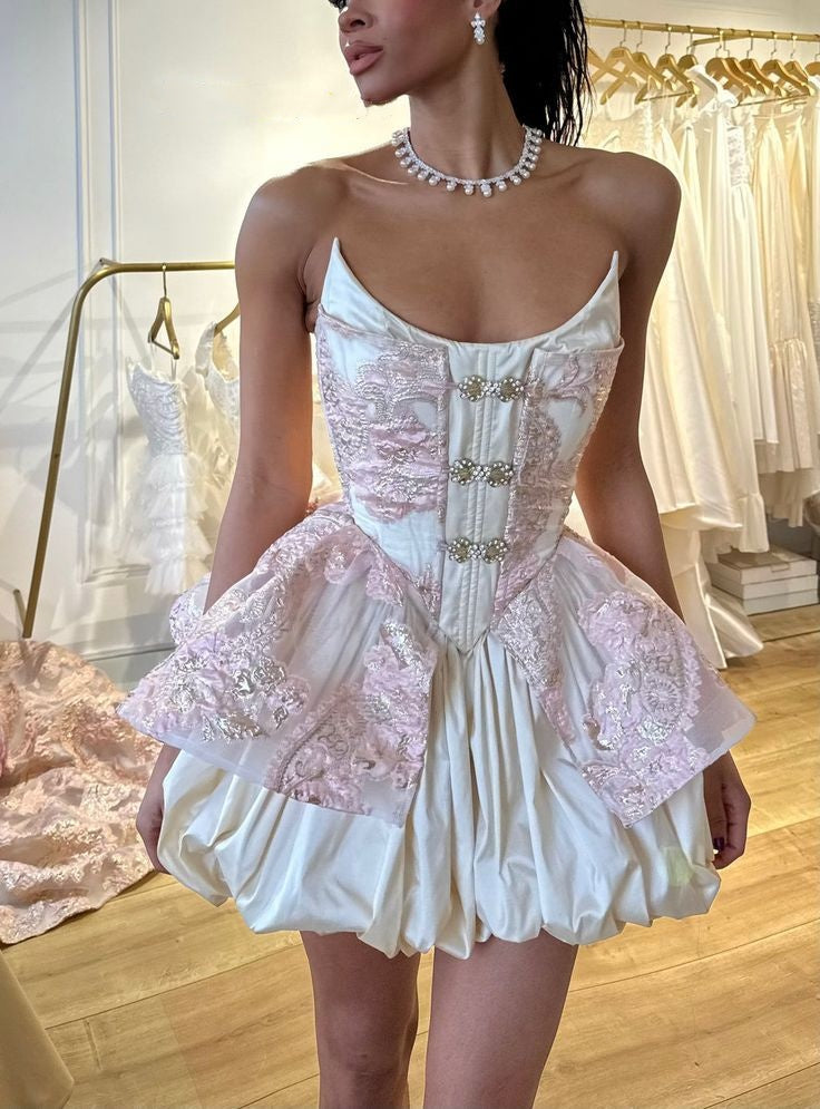 formaldressy-Beautiful pink retro and stylish mini short formal homecoming dress for a 16th birthday party. gh5329