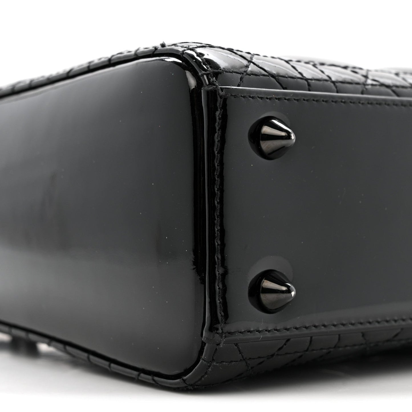 Ultraglossy Patent Cannage Small Lady Dior Black