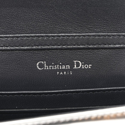 Metallic Patent Micro-Cannage Baby Diorama Flap Bag Silver