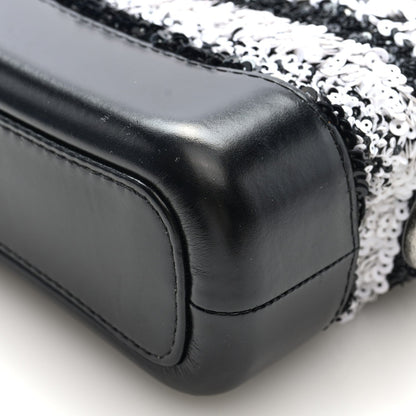 Sequin Calfskin Small Gabrielle Hobo Black White