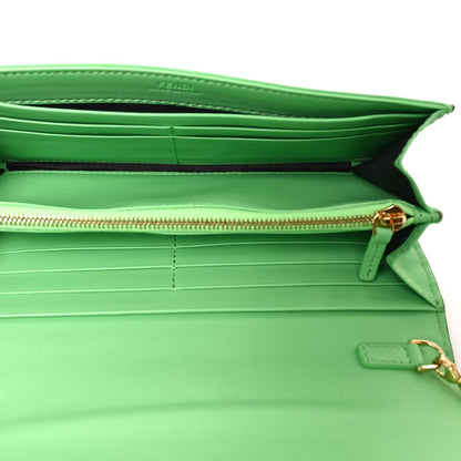 Nappa Matisse FF Embossed Continental Wallet On Chain Edamame