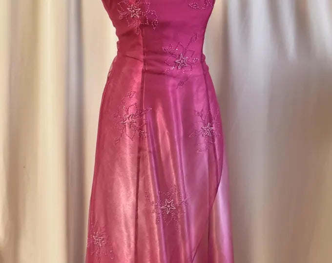 formaldressy--Pink gradient exquisite floral beading fashion long tulle prom dress graduation dress gh5523