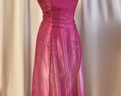 formaldressy--Pink gradient exquisite floral beading fashion long tulle prom dress graduation dress gh5523