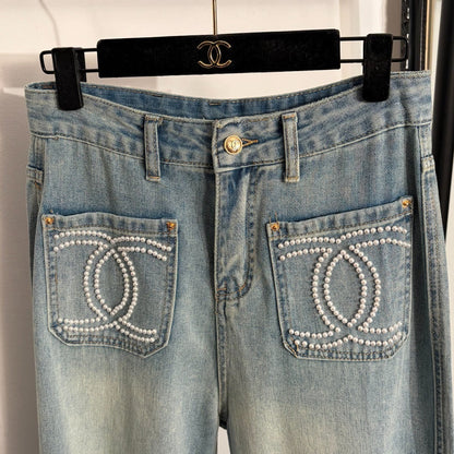 Chanel 2026 Jeans with Pearl Logo Blue Cotton 150099