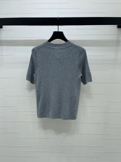 Chanel 2026 3D Bow Knit Short-Sleeve Top Wool 166066