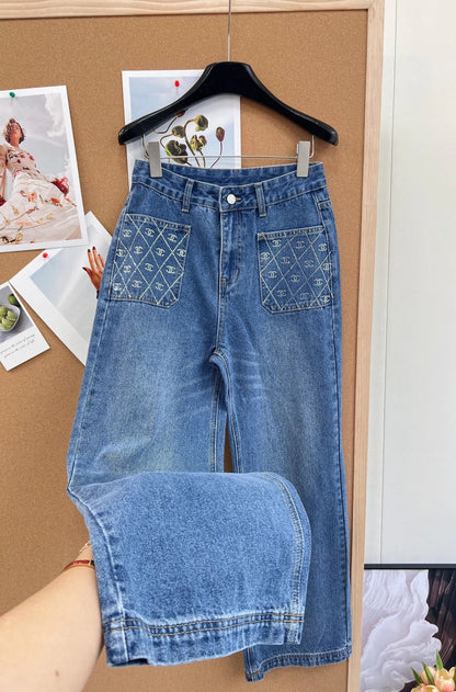 Chanel 2026 Jeans With Rhinestone Pockets Blue Cotton 148279