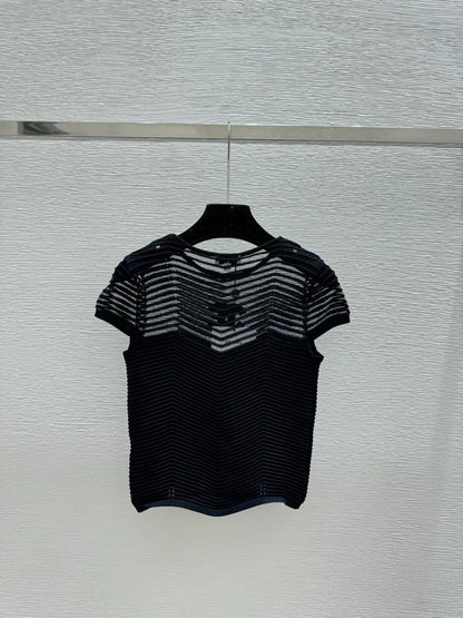 Chanel 2026 Hollow-Out Crew Neck Knitted Short-Sleeve Viscose Polyester 170694