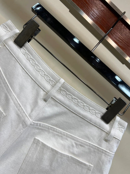 Chanel 2026 High-Waisted Denim Short White Cotton 360488