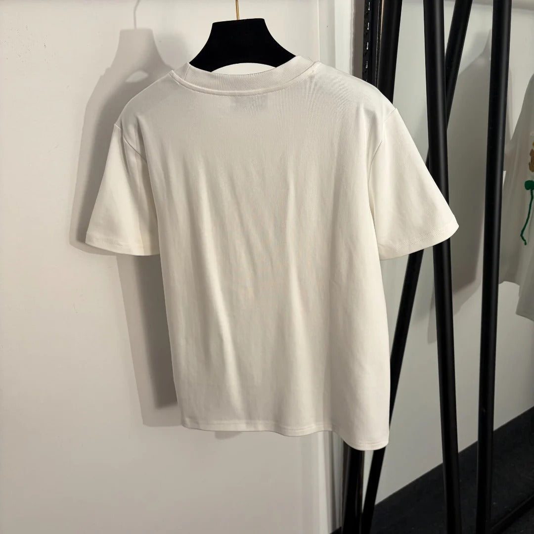 Chanel 2026 Hand-Crochet Chrysanthemum T-shirt White Cotton 150106