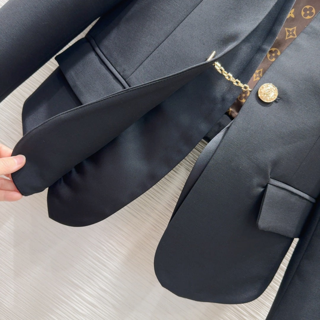 LV 25 Flower Jacket Black Polyester Wool