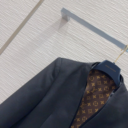 LV 25 Flower Jacket Black Polyester Wool