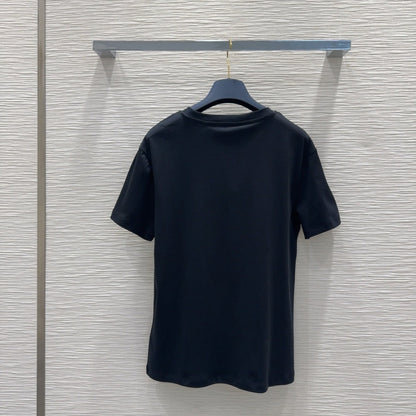 LV 25 Four-Leaf Clover Prints T-shirt Black Cotton