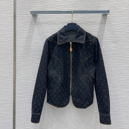 LV 25 Denim Jacket Black Blue Cotton