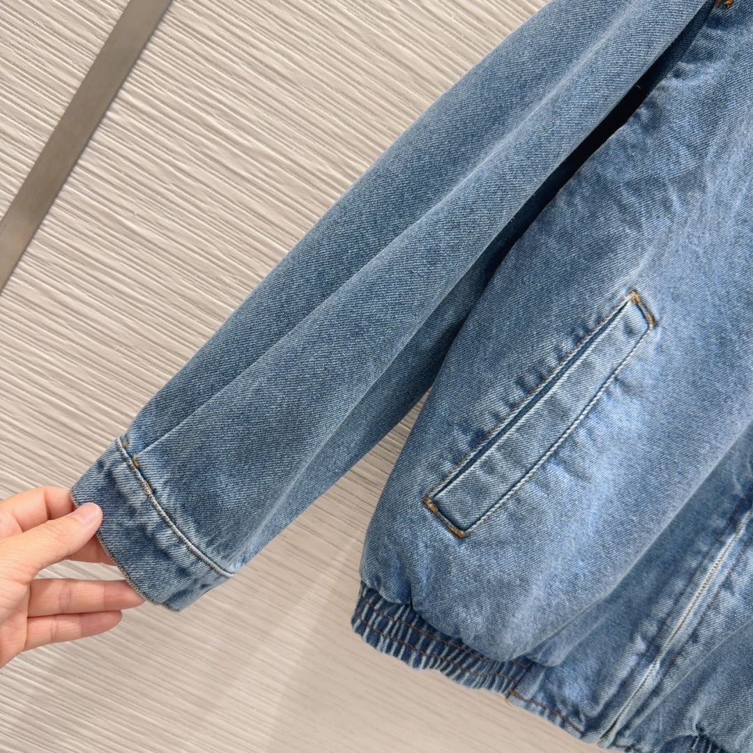LV 25 Simple Denim Jacket Blue Cotton