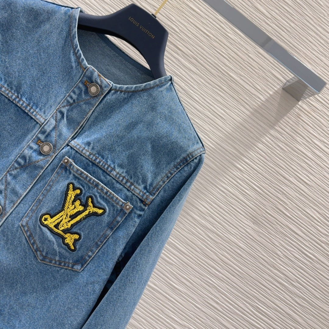 LV 25 Long Sleeve Denim Jacket Blue Cotton