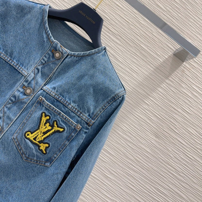 LV 25 Long Sleeve Denim Jacket Blue Cotton