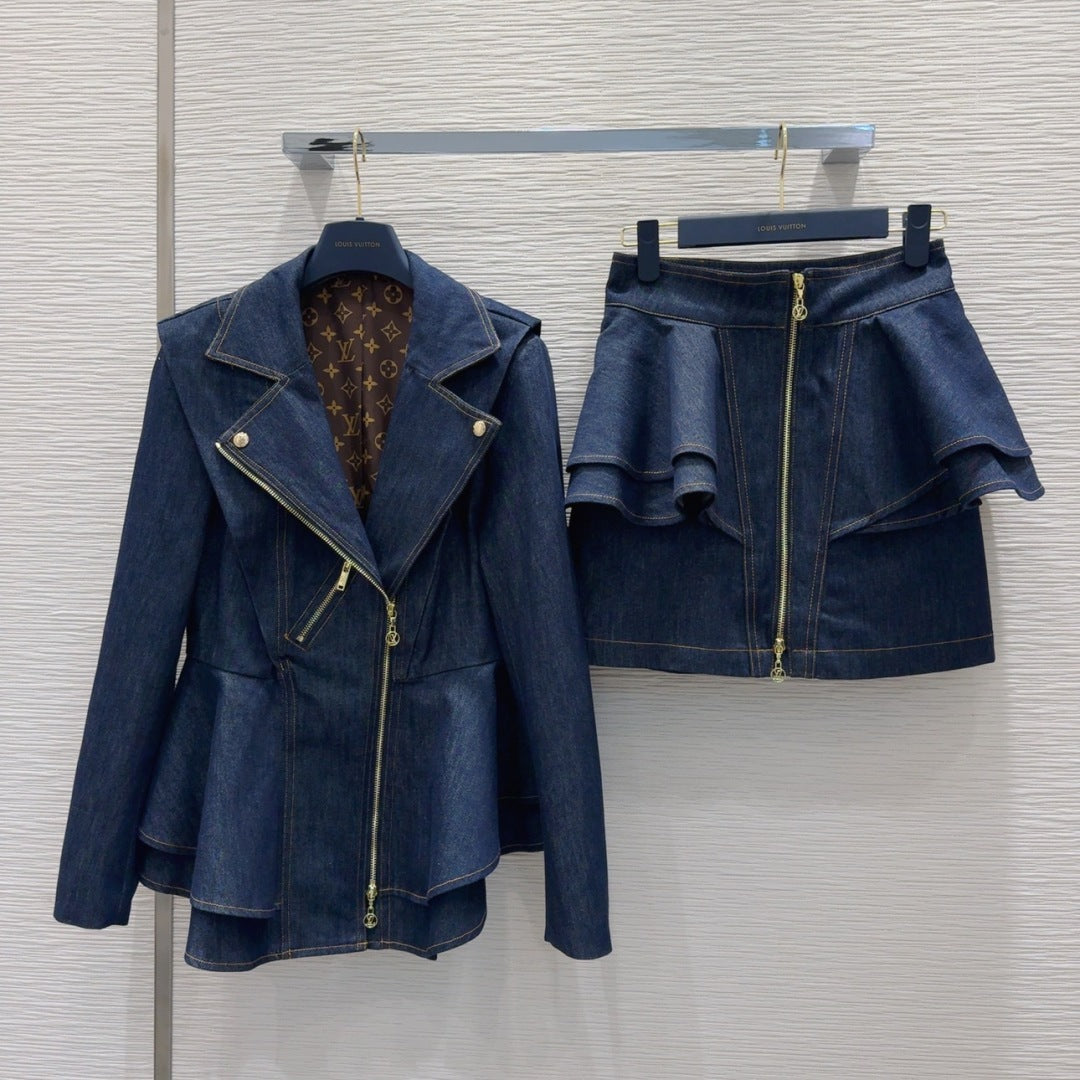 LV 25 Denim Dress Blue Cotton