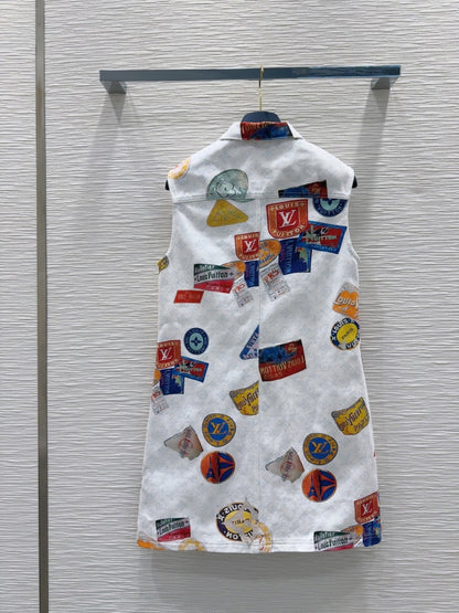 LV 25 Unique Logo Dress Multicolor Cotton