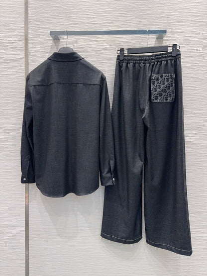 CD Wide-Leg Drawstring Dark Grey Polyester Viscose 351288