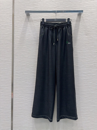 CD Wide-Leg Drawstring Dark Grey Polyester Viscose 351288