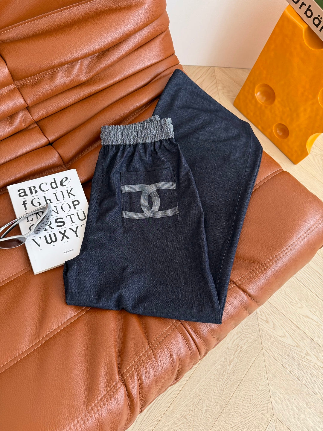 CC 25 Elastic Pants Charcoal Blue Denim