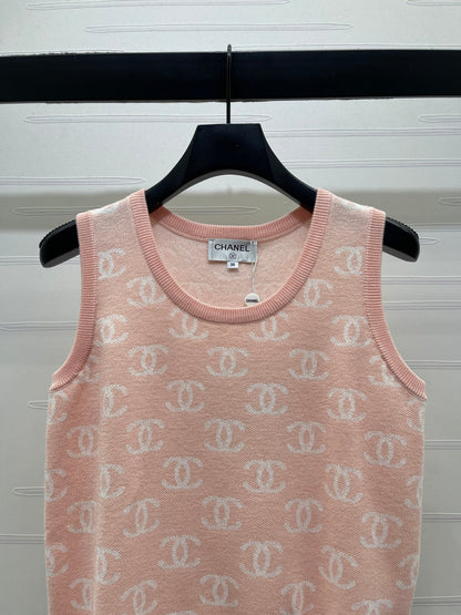 CC 26sJacquard Knit Vest Pink Wool 344122