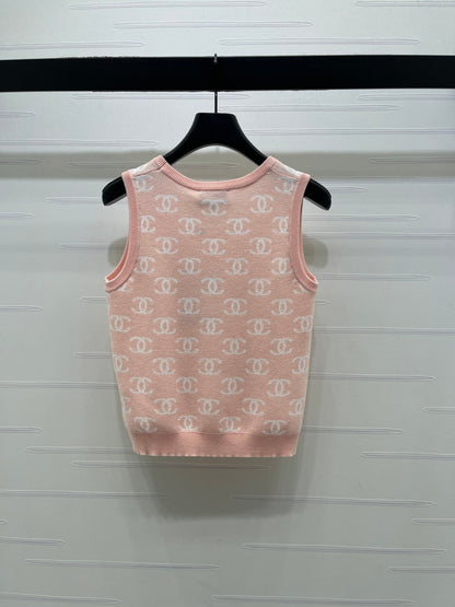CC 26sJacquard Knit Vest Pink Wool 344122