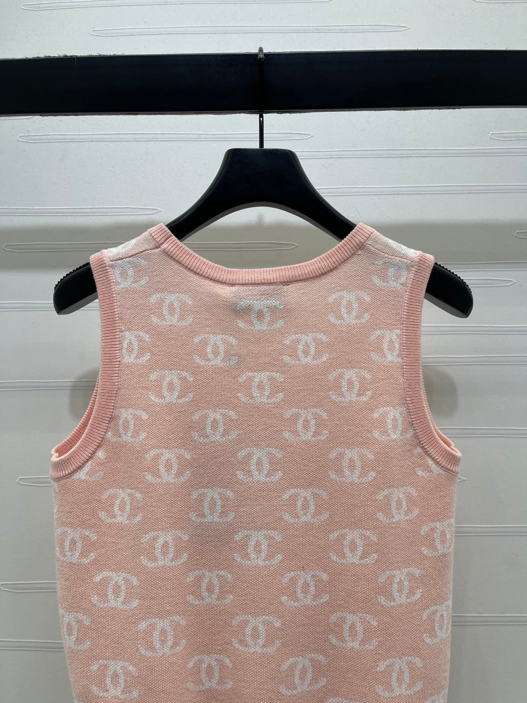 CC 26sJacquard Knit Vest Pink Wool 344122