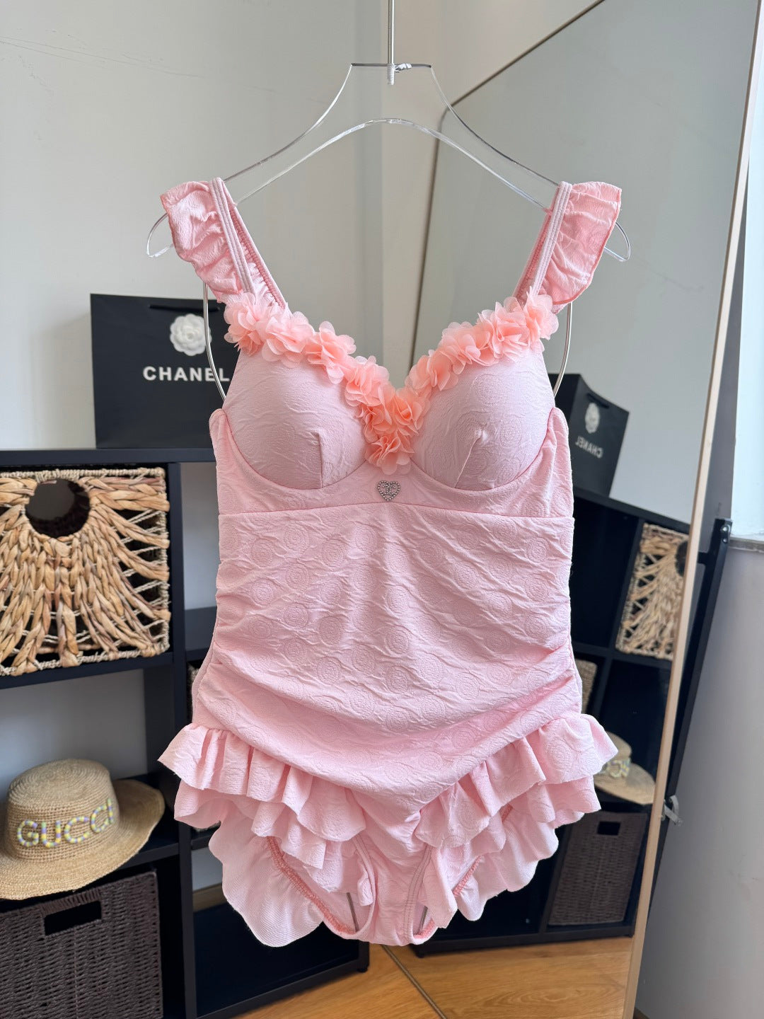 Chanel Ruffles And Floral One-Piece Swimsuit 185849