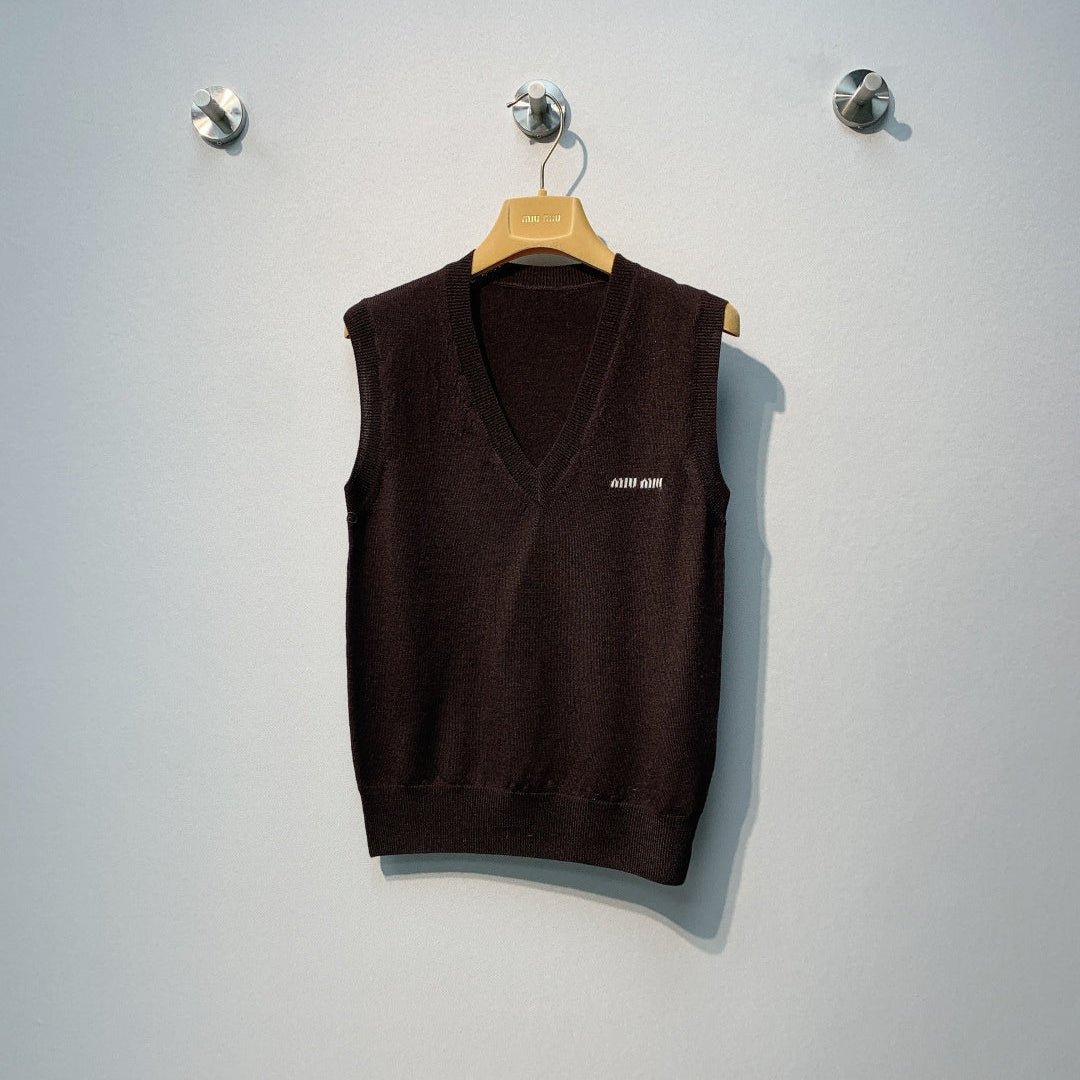 Miu Miu Sweater Vest Dark Brown Wool 342084