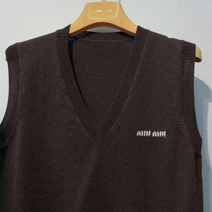 Miu Miu Sweater Vest Dark Brown Wool 342084