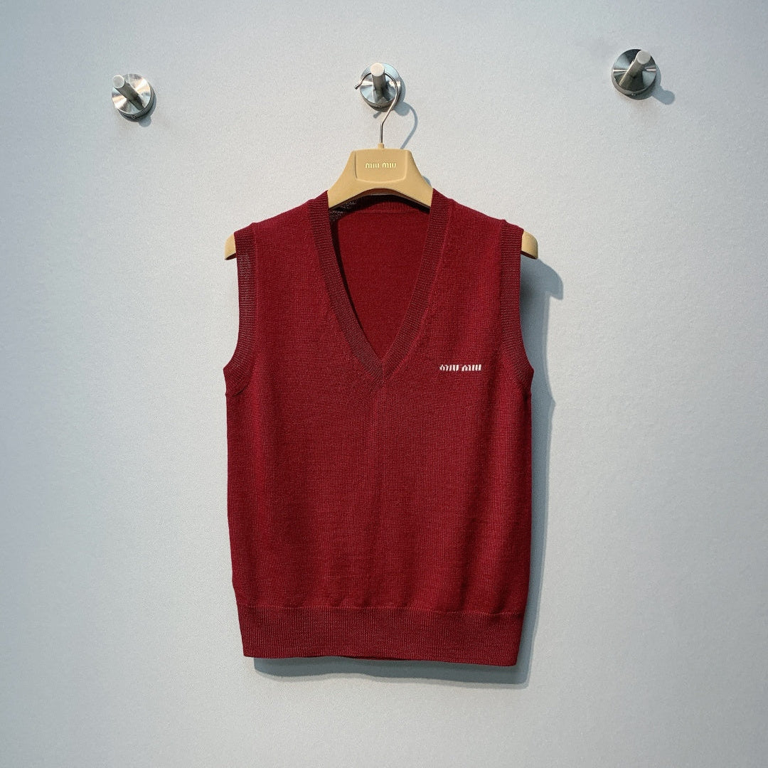 Miu Miu Sweater Vest Burgundy Wool 342085