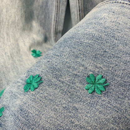 CD Four-Leaf Clover Embroidered Jeans Blue Stonewashed Cotton 350918