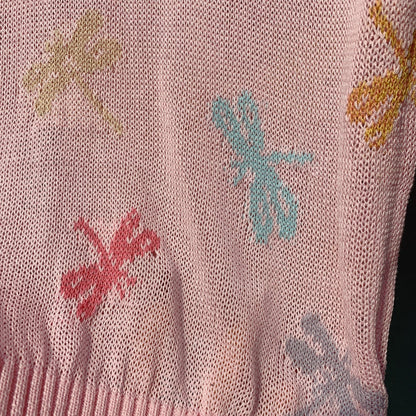 CD SS26 Dragonfly Embroidered Knit Top Light Pink Cotton 350911