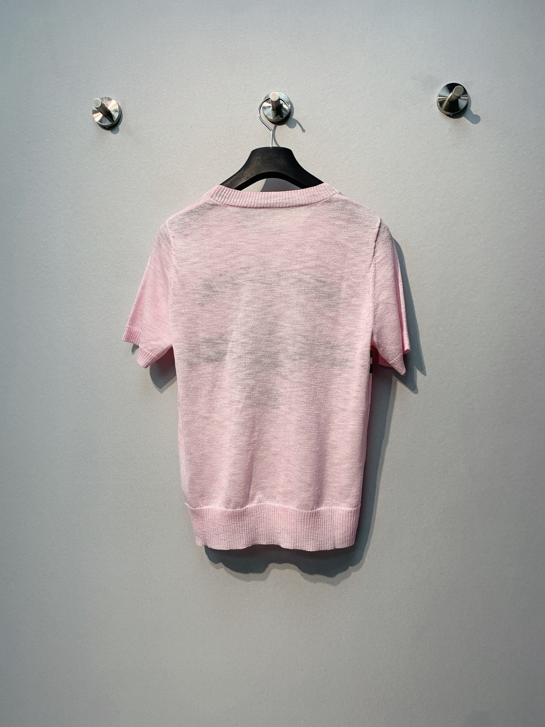 CD SS26 Signature and Star Short-Sleeved Sweater Light Pink Wool 350916