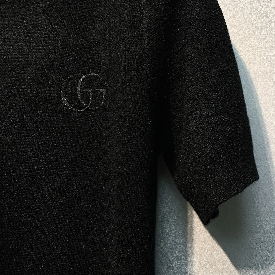 GG SS26 Knit Wool Top Embroidery Black Wool 350898
