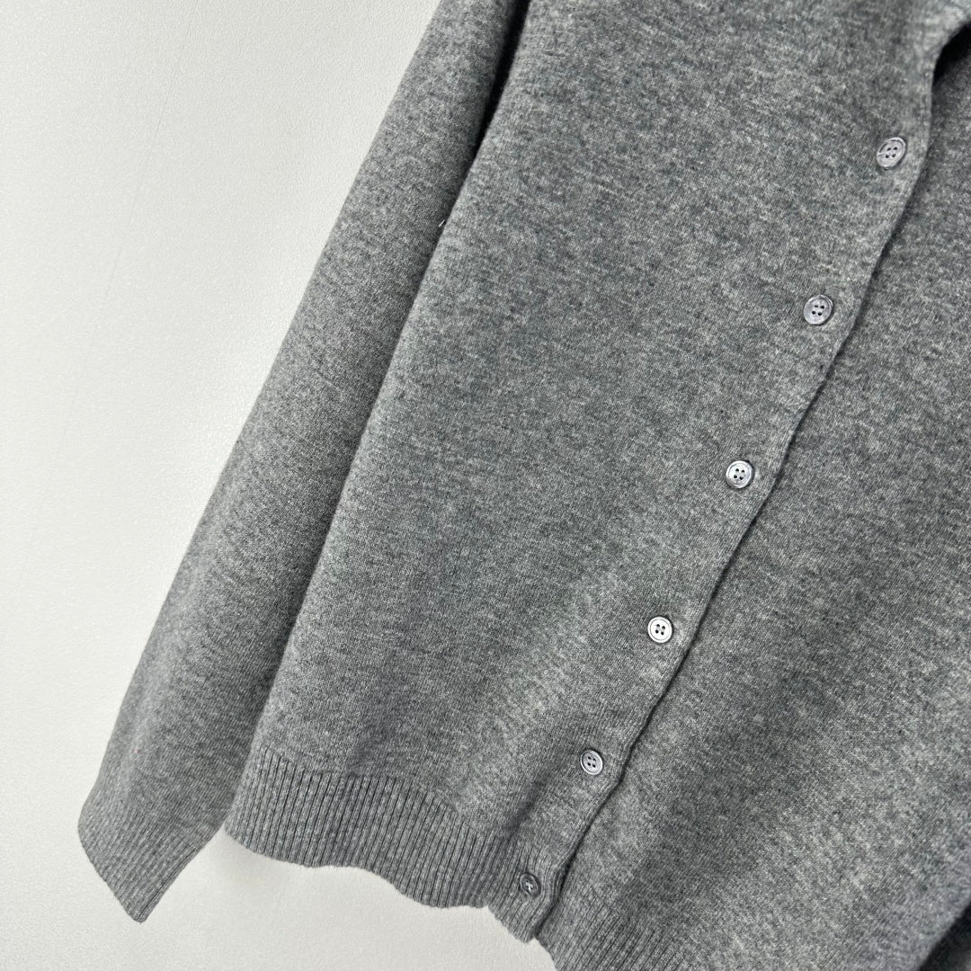 Miumiu 2026 Knit Long-Sleeve Cardigan Grey Wool 349068