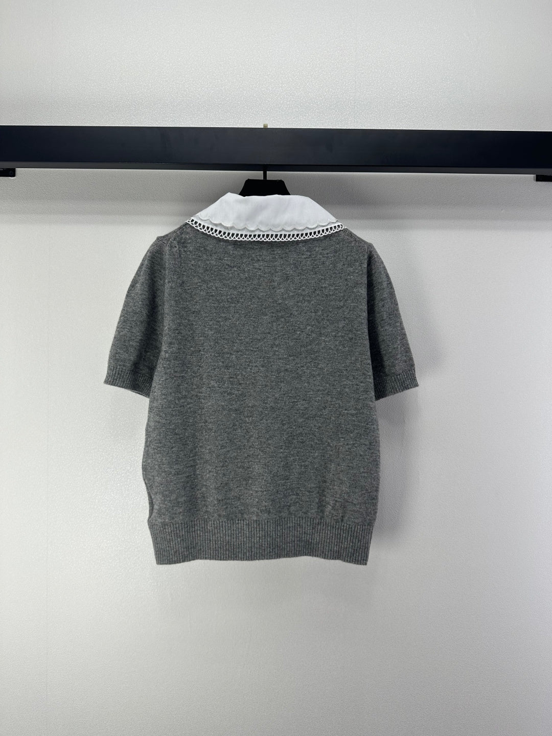 Miumiu 2026 Short-sleeved T-shirt Smoky Gray Cashmere 349057