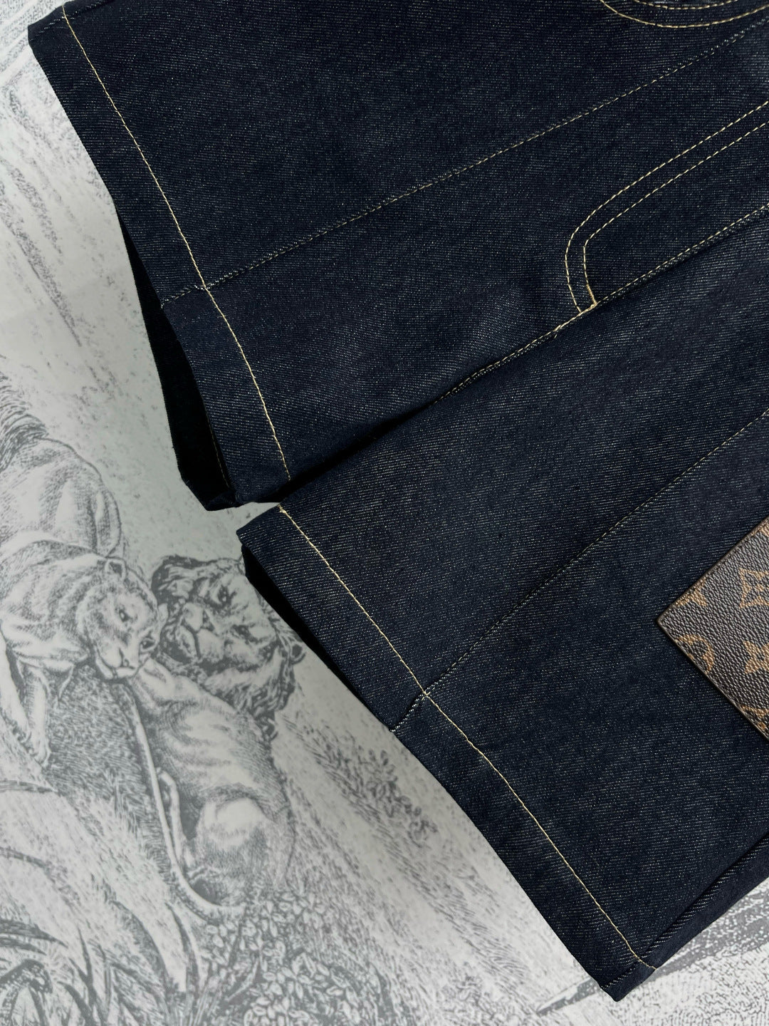 LV 25 Denim Shorts Black Cotton