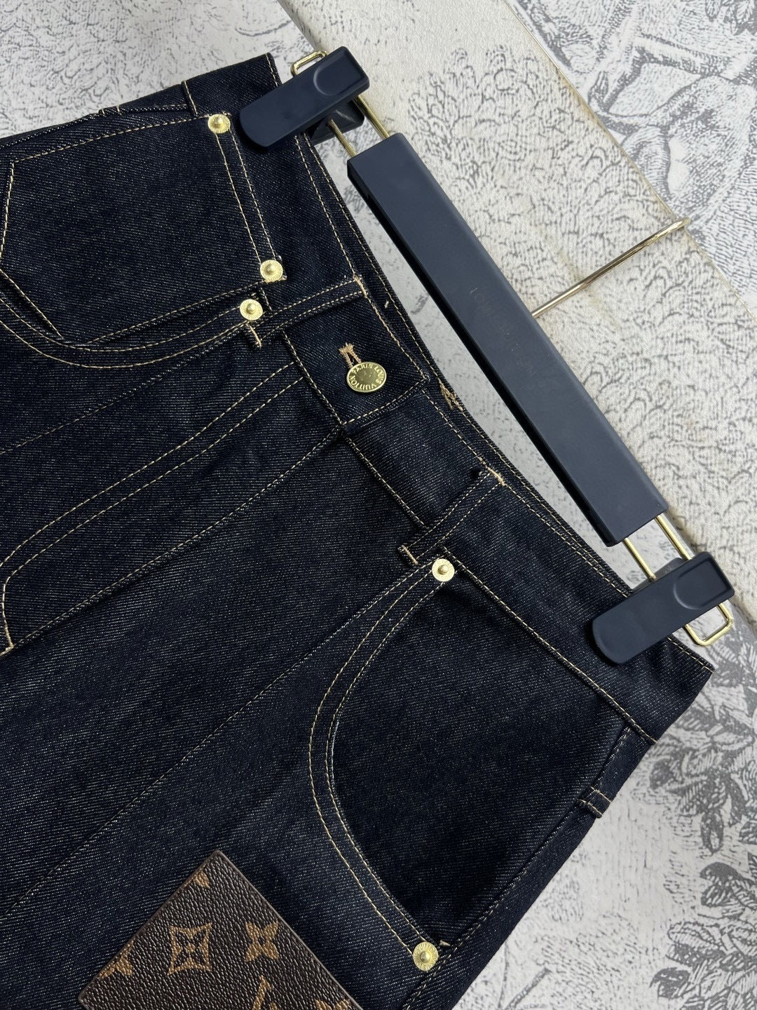 LV 25 Denim Shorts Black Cotton