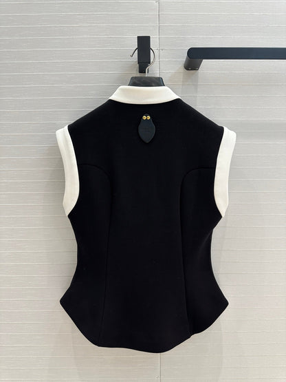 LV 25 Princess Seams Vest Black Polyester Cotton