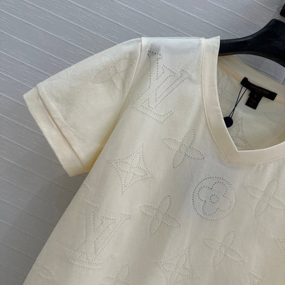 LV Classic V-neck T-Shirt White Cotton